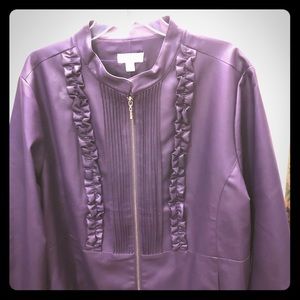 SUSAN GRAVER SZ 3X purple jacket faux leather